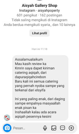 testimonial dapur aqiqah indramayu